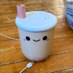 Cute Cream and Pink Smiley Face Cup Boba Style Light